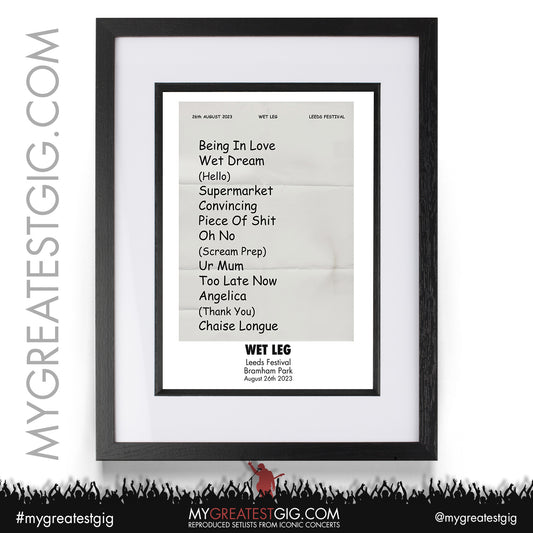 Wet Leg - Leeds Festival - August 26th 2023 Recreated Setlist Poster