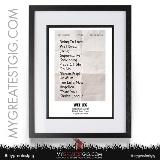 Wet Leg - Reading Festival - August 25th 2023 Recreated Setlist Poster