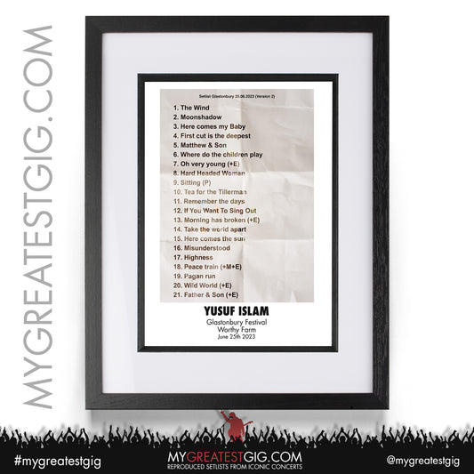 Yusuf Islam - Glastonbury Festival - June 25th 2023 Recreated Setlist Poster