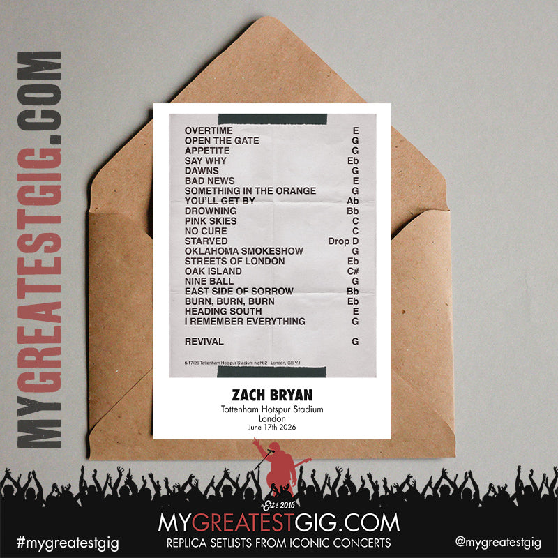 Zach Bryan - With Heaven On Tour 2026 - Replica Setlist Posters