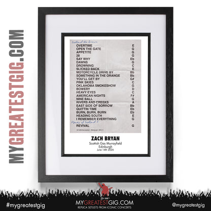 Zach Bryan - With Heaven On Tour 2026 - Replica Setlist Posters