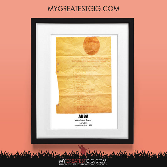 ABBA - Wembley - Nov 9th 1979 Recreated Set List Poster