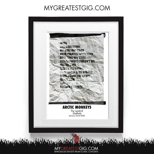 Arctic Monkeys - The Leadmill - Sheffield - Jan 22nd 2006 Recreated Setlist Poster