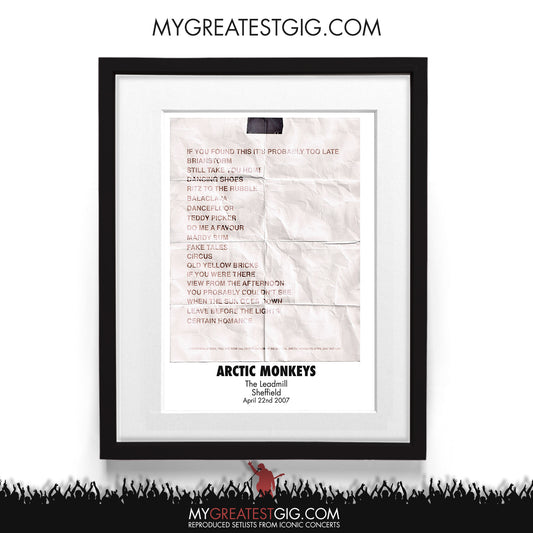 Arctic Monkeys - The Leadmill - Sheffield - Apr 22nd 2007 Recreated Setlist Poster