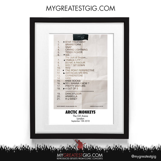 Arctic Monkeys - London - September 10th 2018 Recreated Setlist Poster