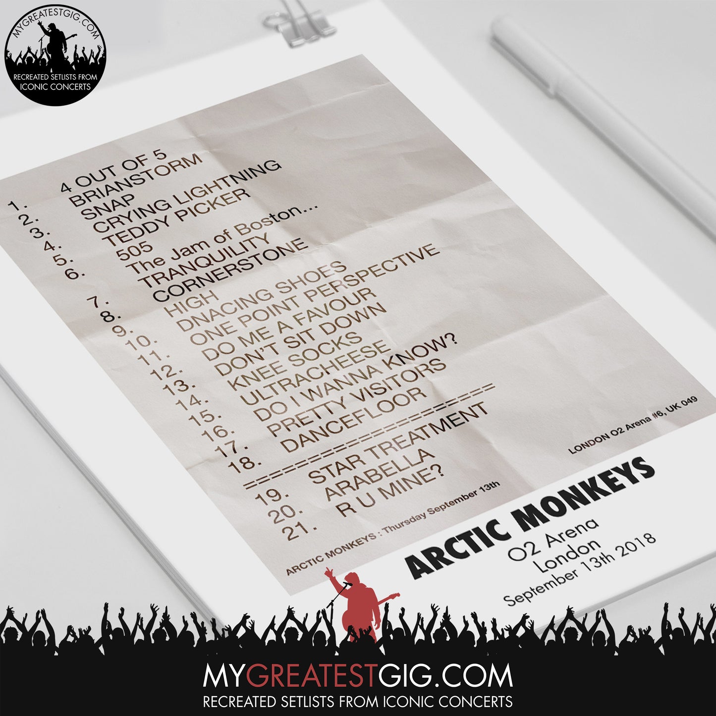 Arctic Monkeys - Manchester - Sep 13th 2018 Recreated Set List Poster