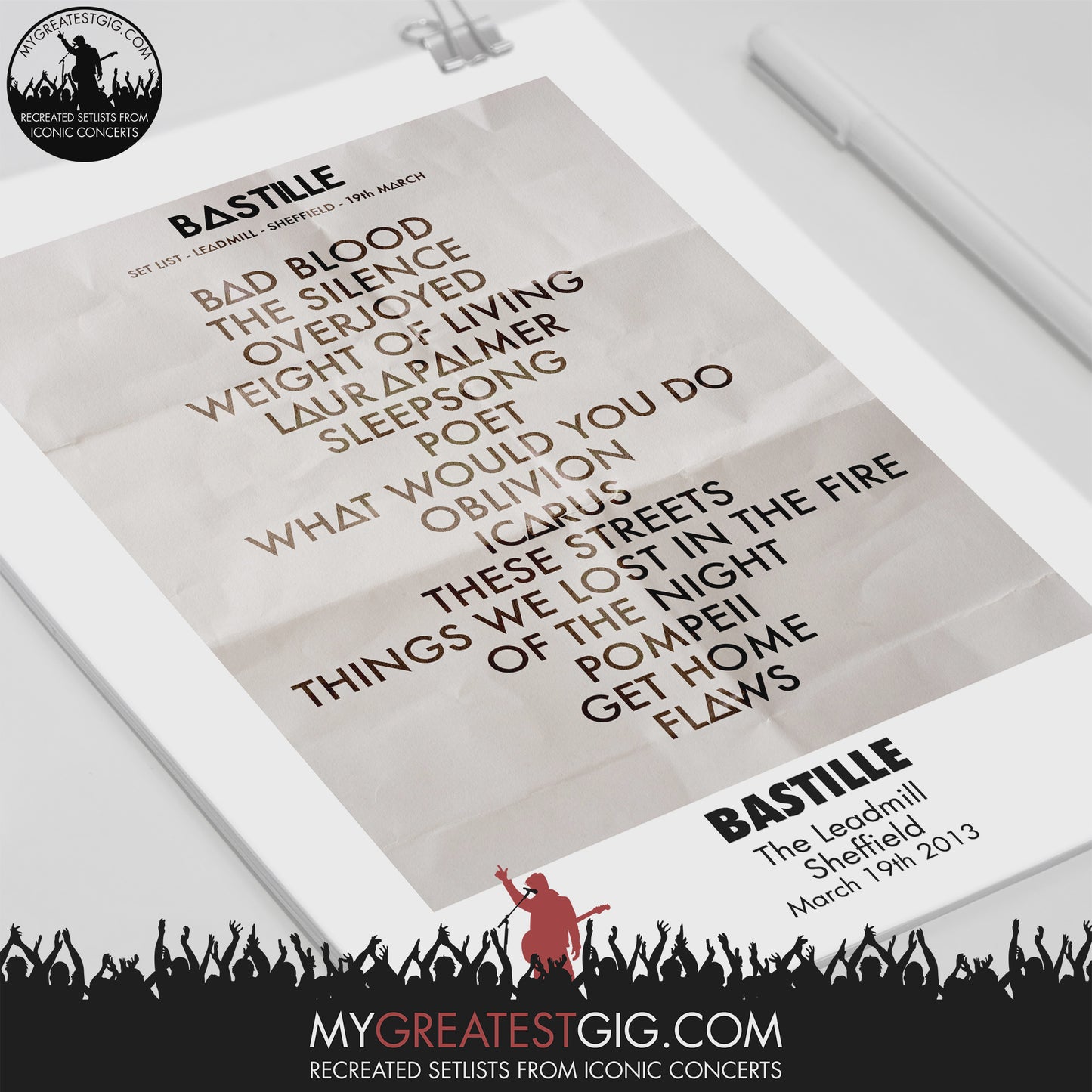 Bastille - The Leadmill - Sheffield - Mar 19th 2013 Recreated Setlist Poster