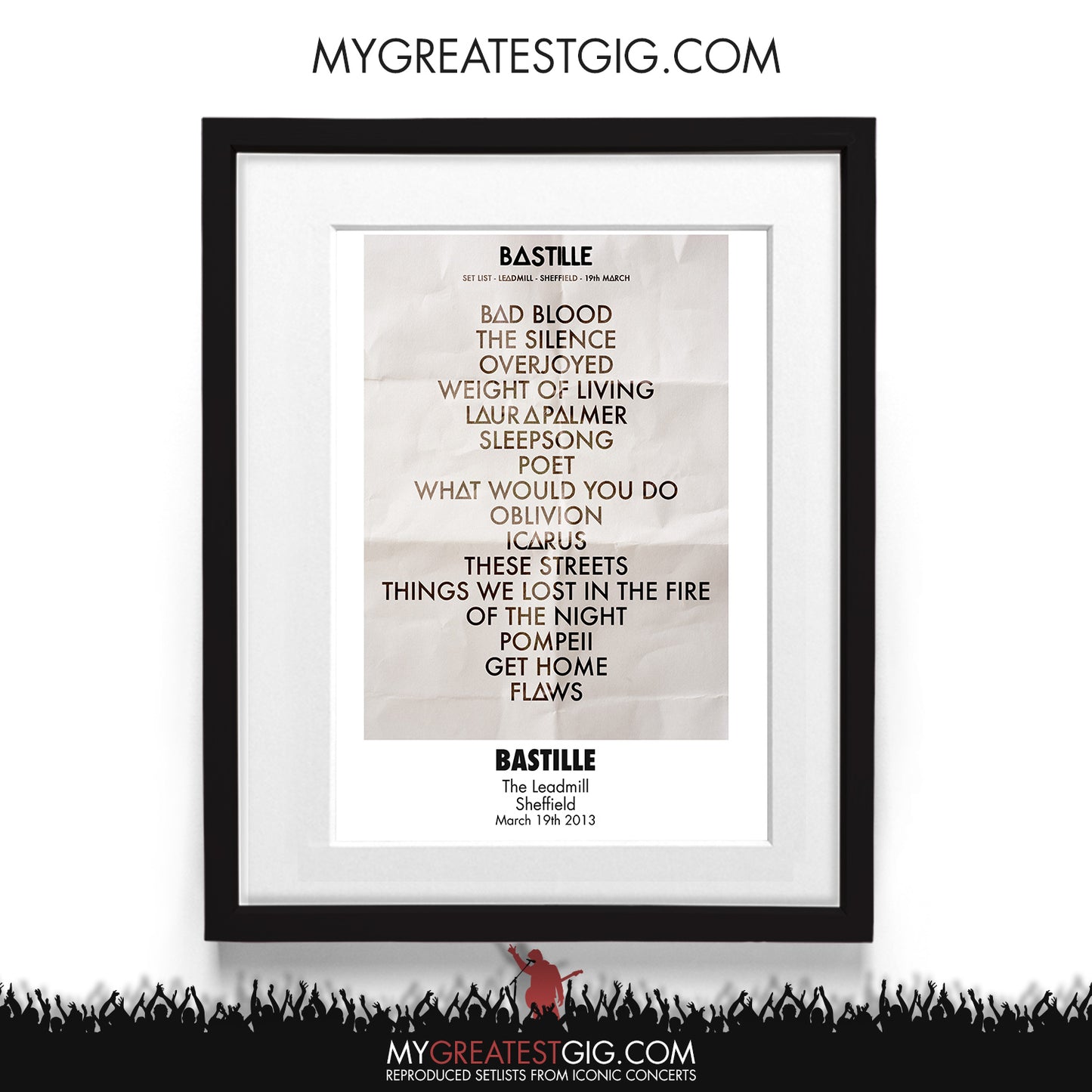 Bastille - The Leadmill - Sheffield - Mar 19th 2013 Recreated Setlist Poster