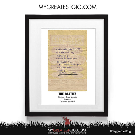 The Beatles - London - Dec 26th 1963 Recreated Setlist Poster