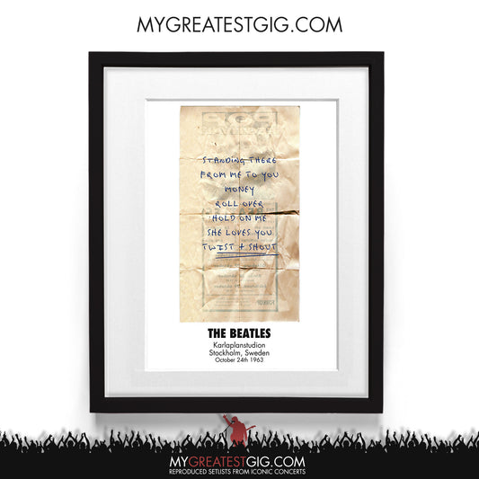 The Beatles - Stockholm - Oct 24th 1963 Recreated Setlist Poster