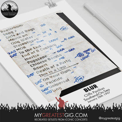 Blur - Southend - Jan 28th 1997 Recreated Setlist Poster