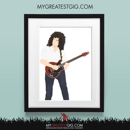 Brian May (Live Aid) - Minimal Illustration Poster