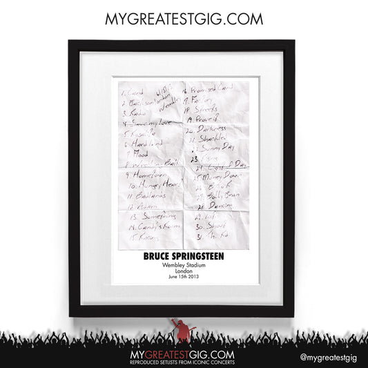 Bruce Springsteen - London - Jun 15th 2013 Recreated Setlist Poster
