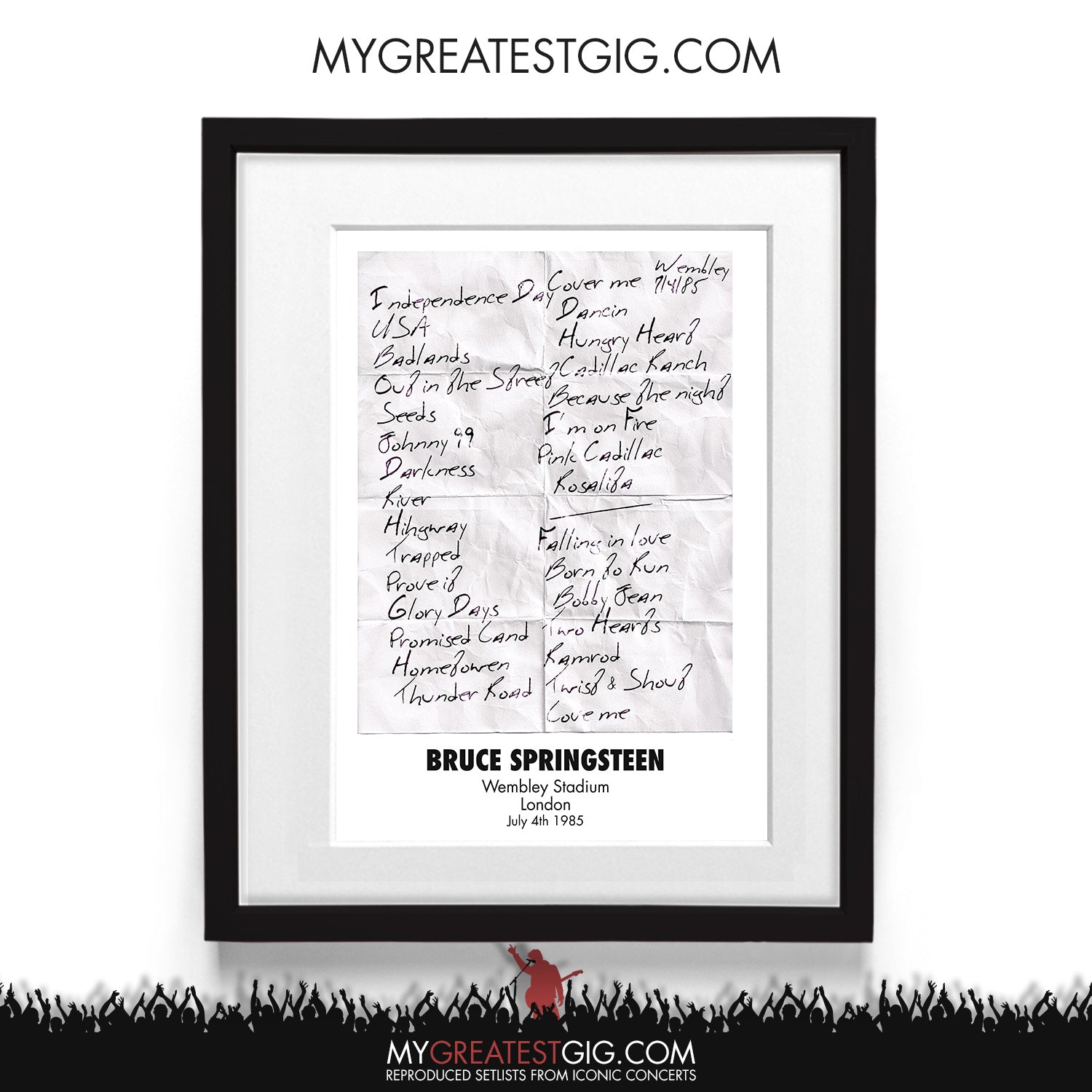 Bruce Springsteen - London - Jul 4th 1985 Recreated Setlist Poster – My ...