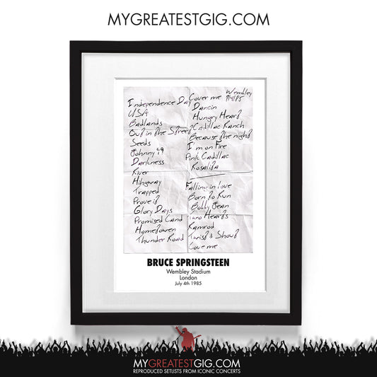 Bruce Springsteen - London - Jul 4th 1985 Recreated Setlist Poster