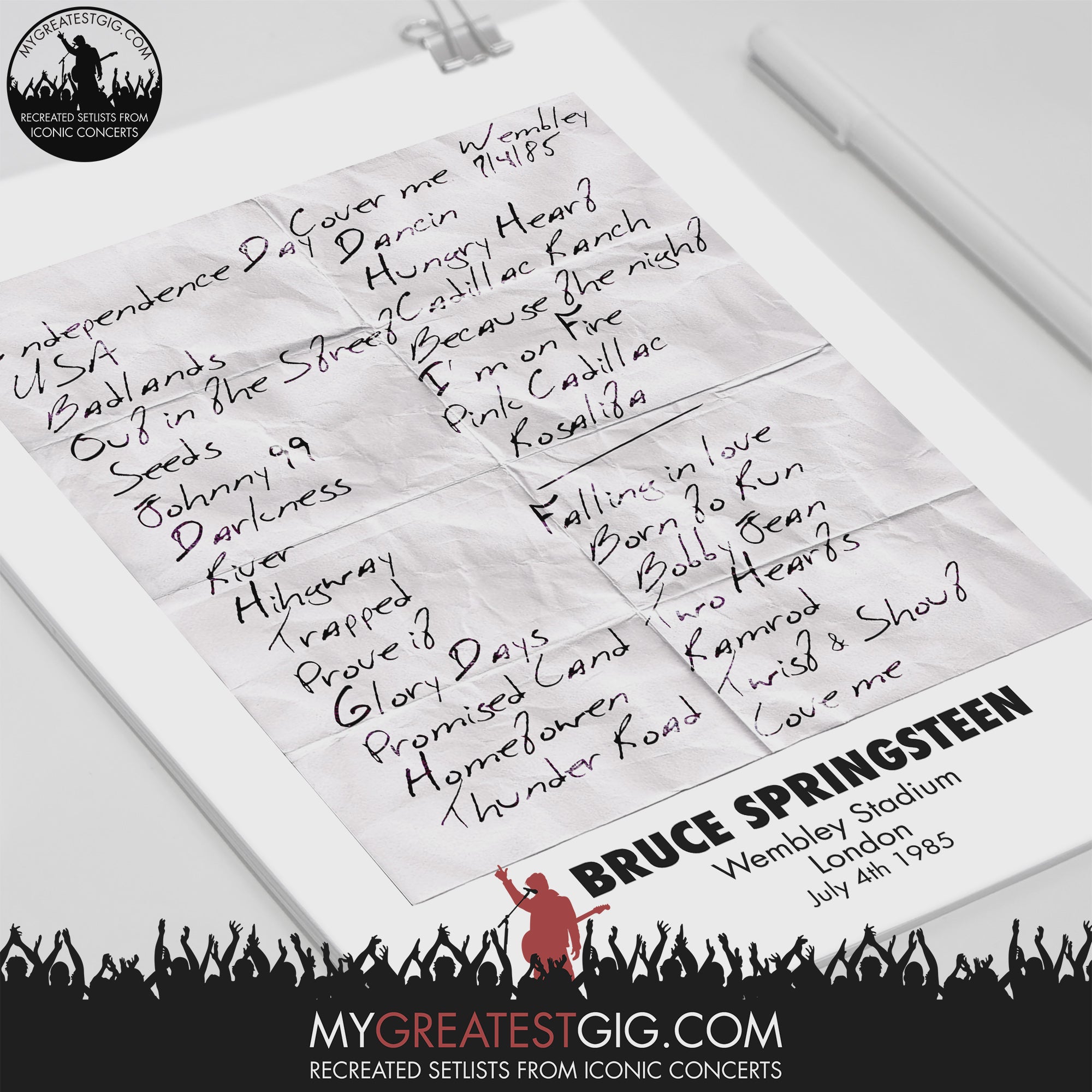 Bruce Springsteen - London - Jul 4th 1985 Recreated Setlist Poster – My  Greatest Gig