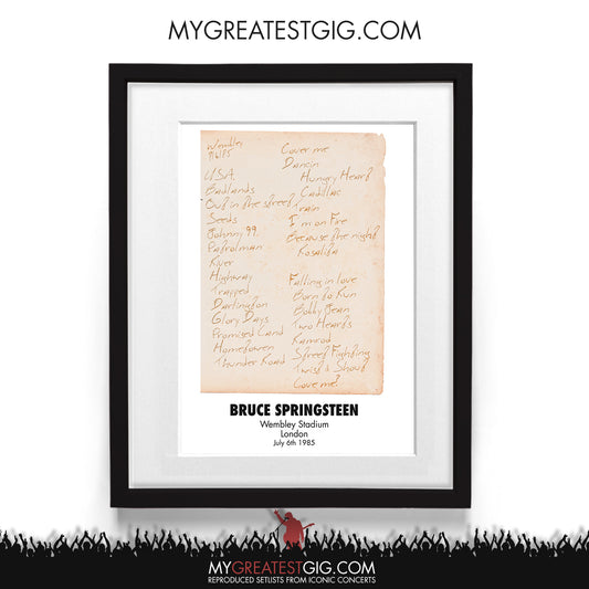 Bruce Springsteen - London - Jul 6th 1985 Recreated Setlist Poster