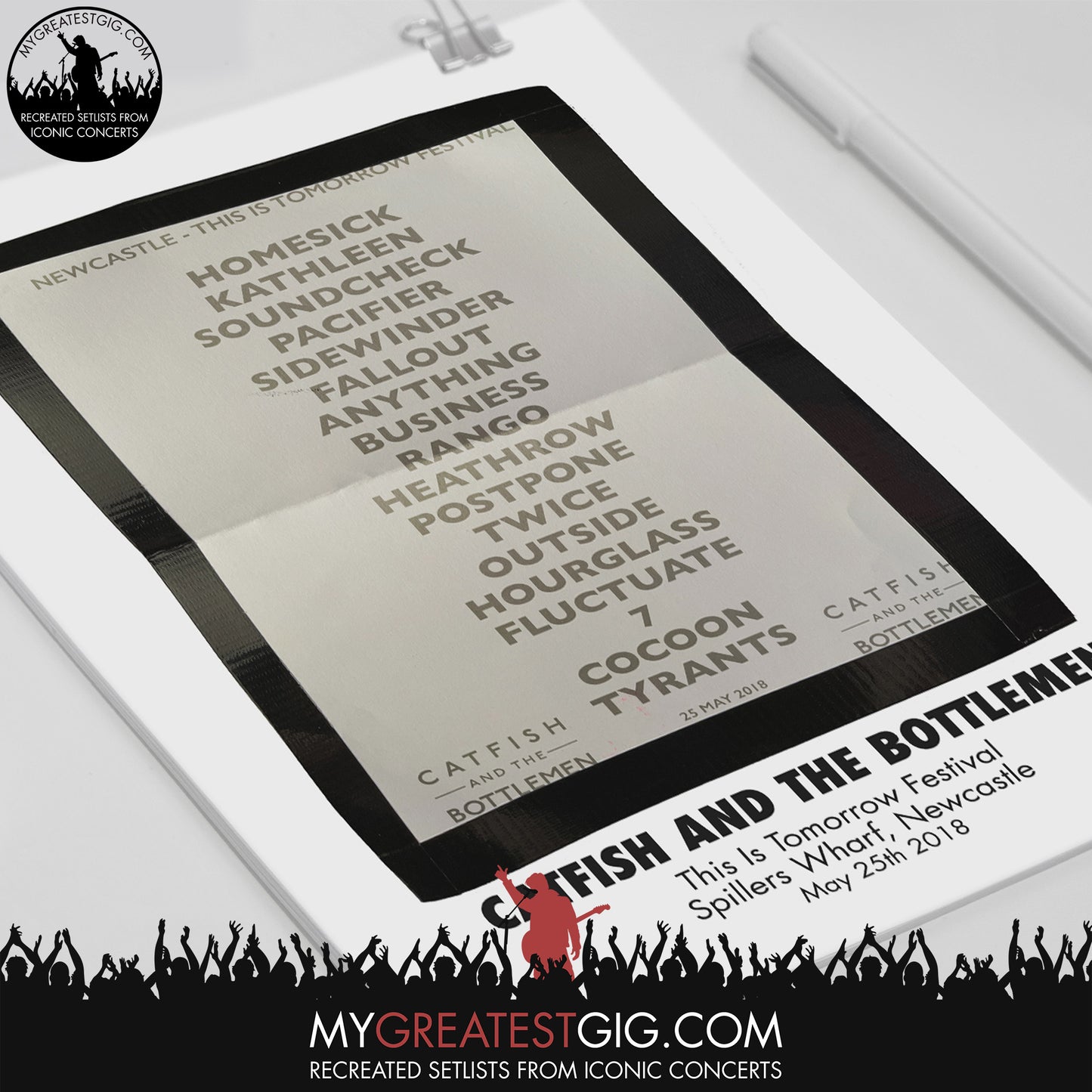 Catfish and the Bottlemen - Newcastle - May 25th 2018 Recreated Set List Poster
