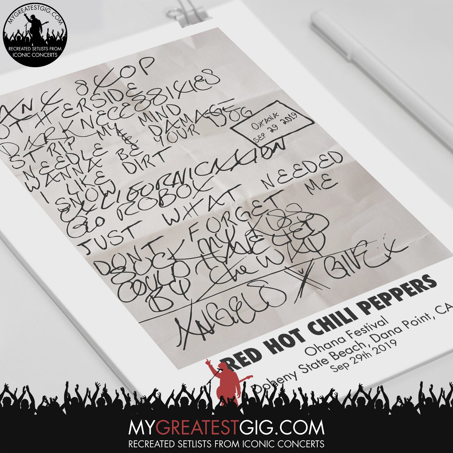 Red Hot Chili Peppers - Ohana Festival - Sep 29th 2019 Recreated Set List Poster