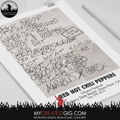 Red Hot Chili Peppers - Ohana Festival - Sep 29th 2019 Recreated Set List Poster
