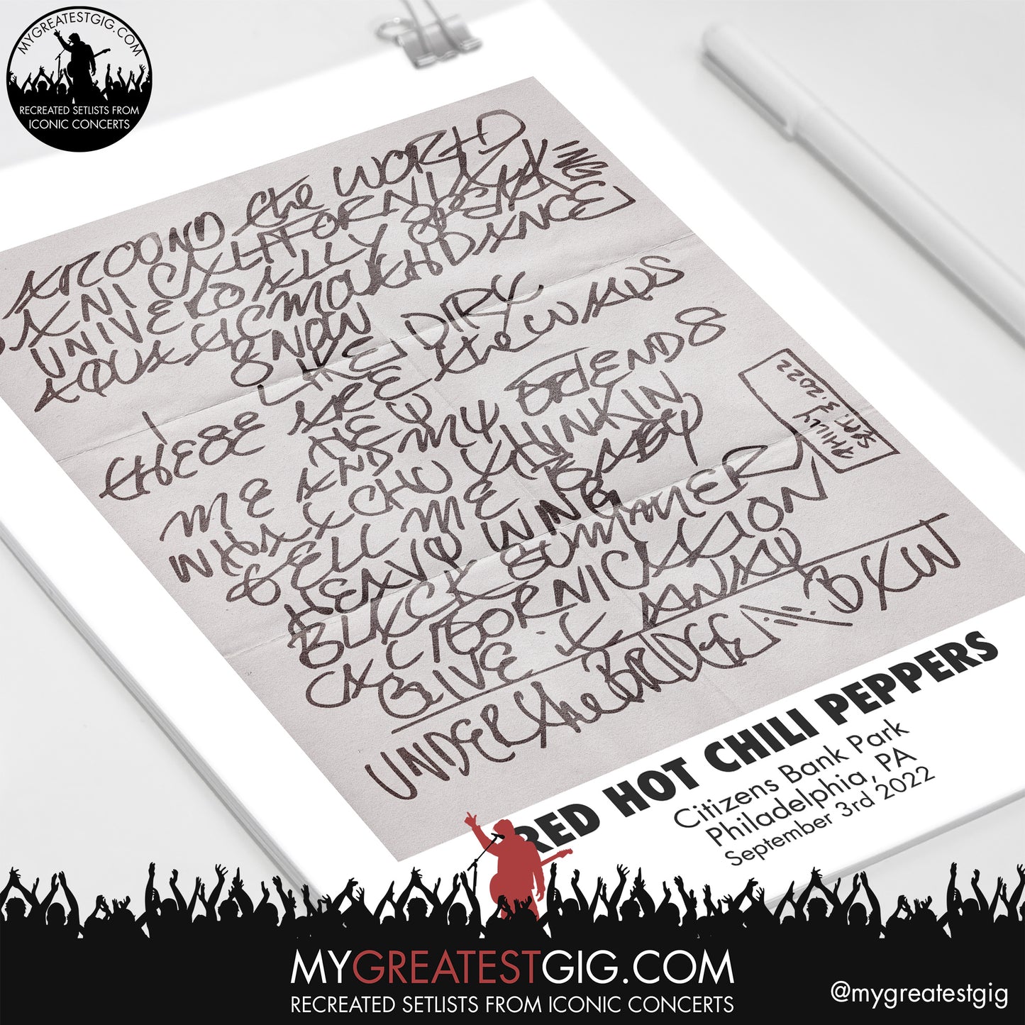 Red Hot Chili Peppers - Philadelphia - Sep 3rd 2022 Recreated Setlist Poster