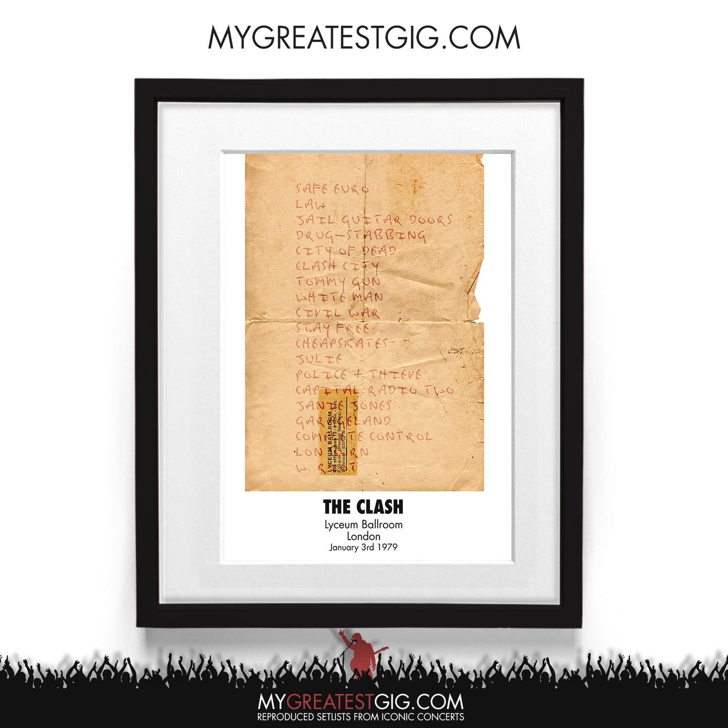 The Clash - London - Jan 3rd 1979 Recreated Setlist Poster
