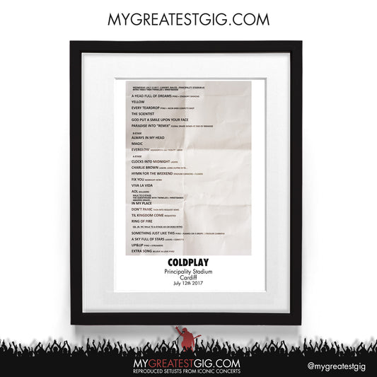Coldplay - Cardiff - Jul 12th 2023 Recreated Setlist Poster