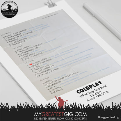 Coldplay - London - Aug 12th 2022 Recreated Setlist Poster