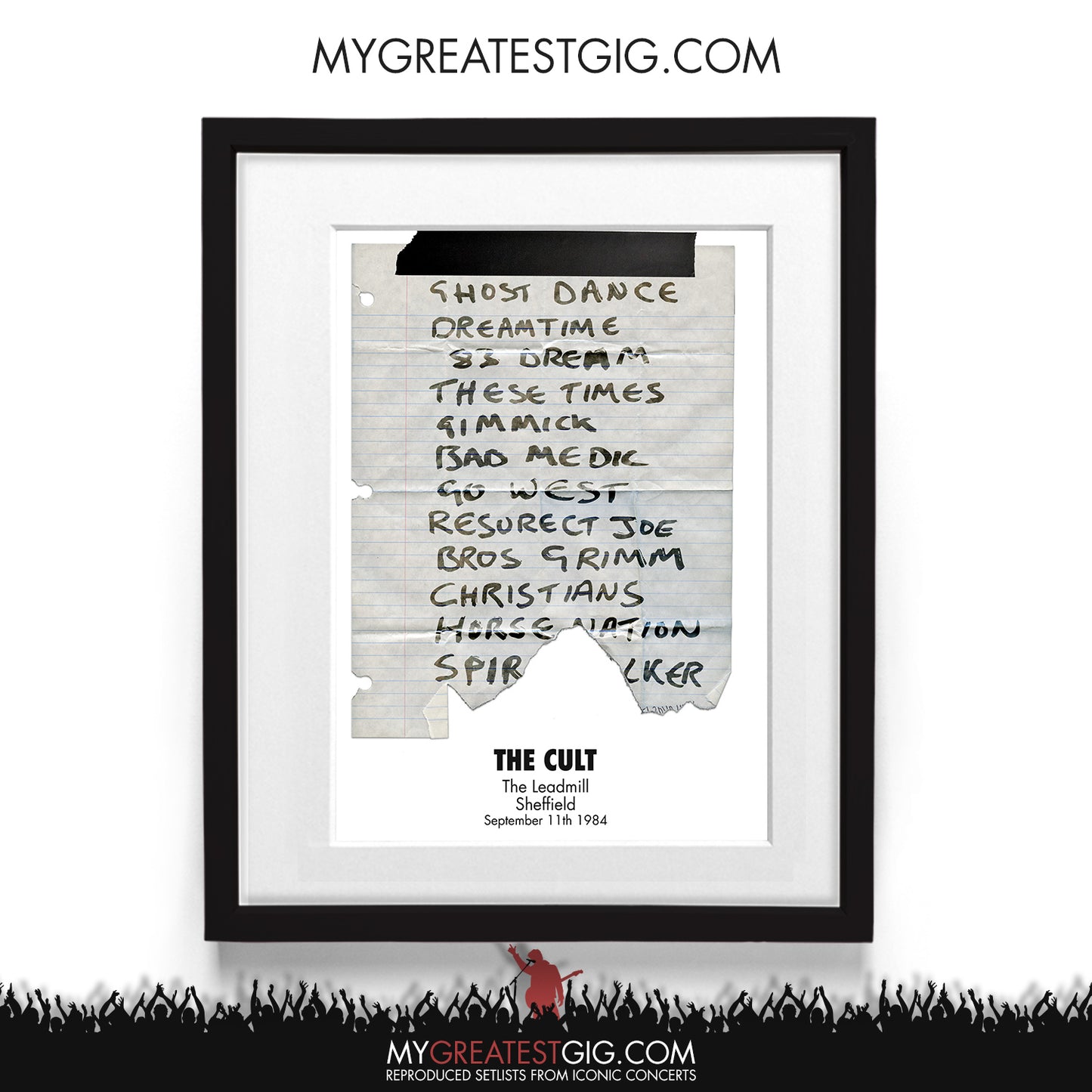 The Cult - The Leadmill - Sheffield - Sep 11th 1984 Recreated Setlist Poster