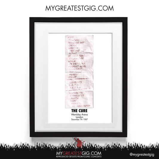 The Cure - London - Dec 7th 1987 Recreated Setlist Poster