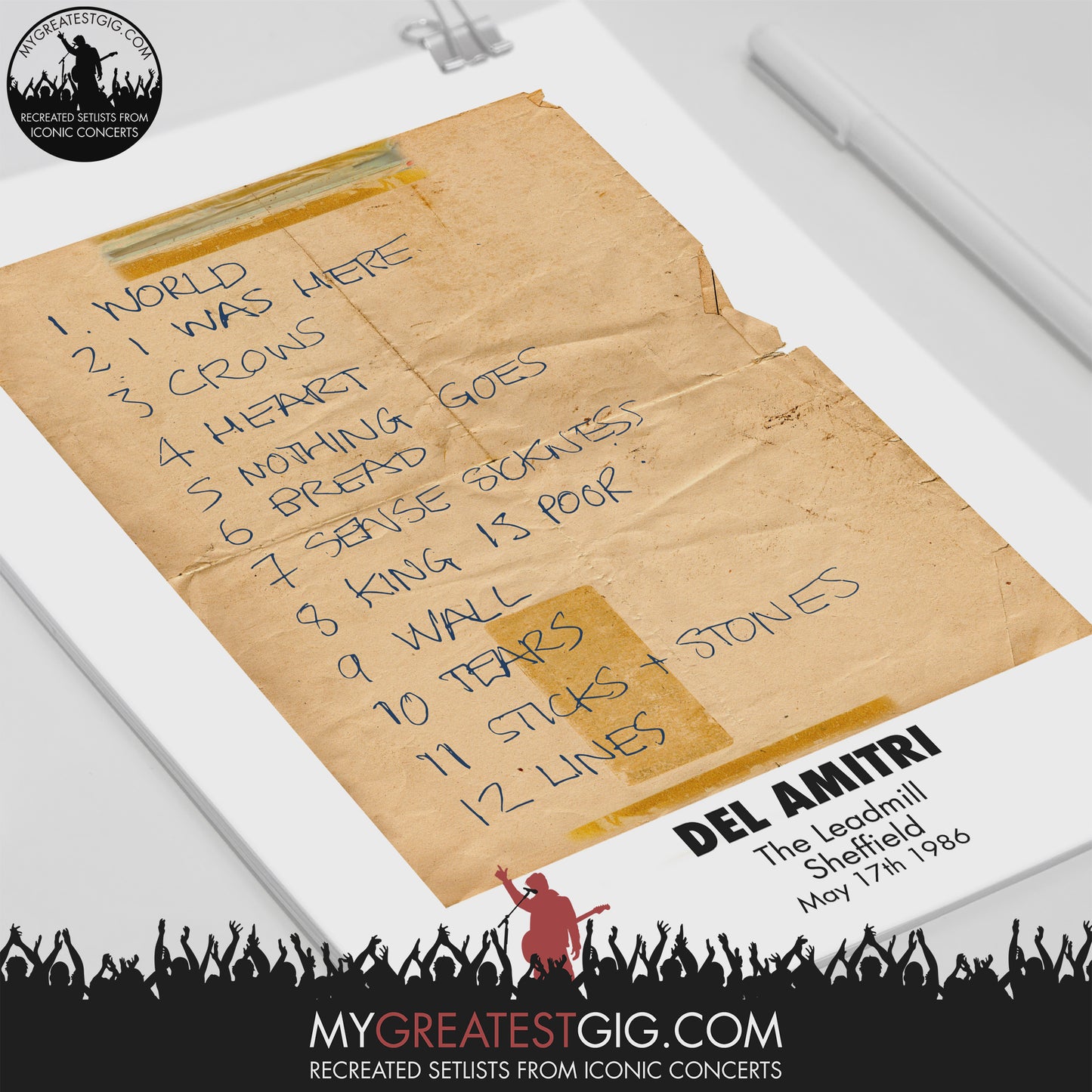 Del Amitri - The Leadmill - Sheffield - May 17th 1986 Recreated Setlist Poster