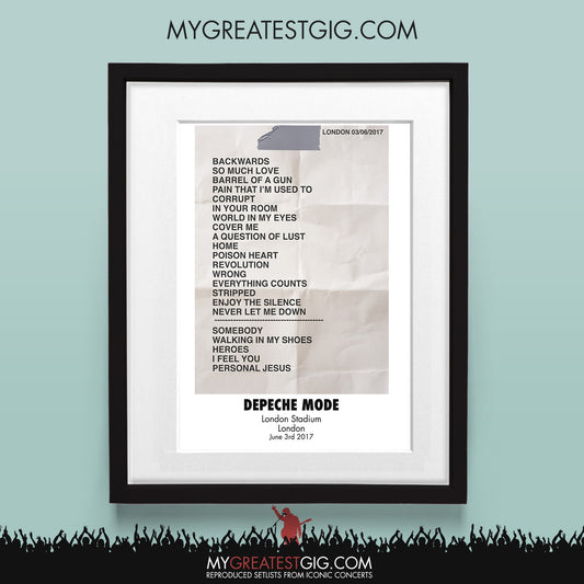Depeche Mode - London - Jun 3rd 2017 Recreated Set List Poster