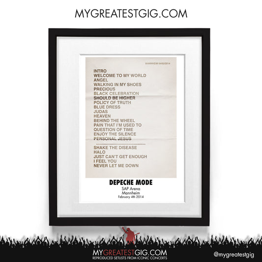 Depeche Mode - Mannheim - Feb 4th 2014 Recreated Setlist Poster