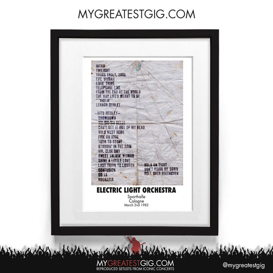 ELO - Cologne - March 2nd 1982 Recreated Setlist Poster