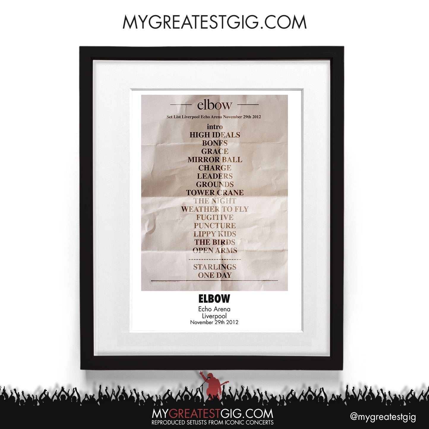 Elbow - Liverpool - Nov 29th 2012 Recreated Setlist Poster