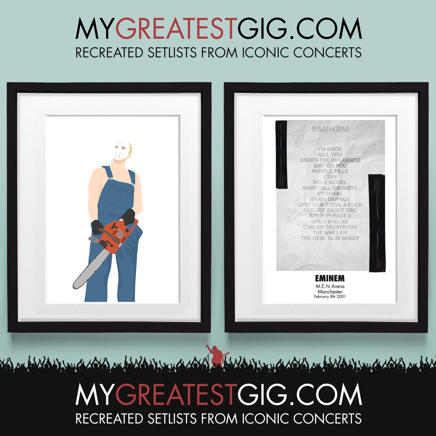 Eminem - Manchester - Feb 8th 2001 Recreated Set List Poster & Illustration Bundle