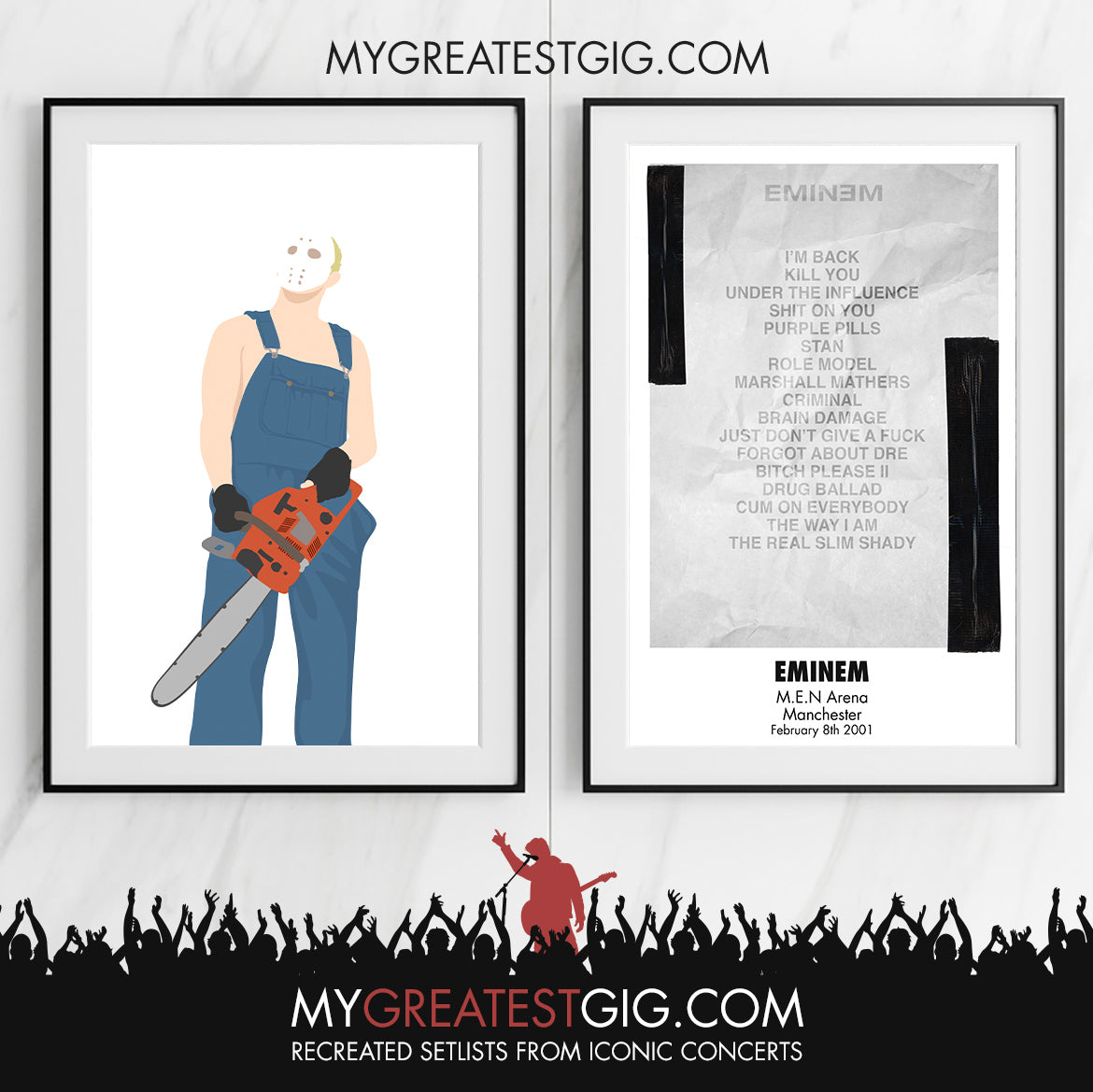Eminem - Manchester - Feb 8th 2001 Recreated Set List Poster & Illustration Bundle