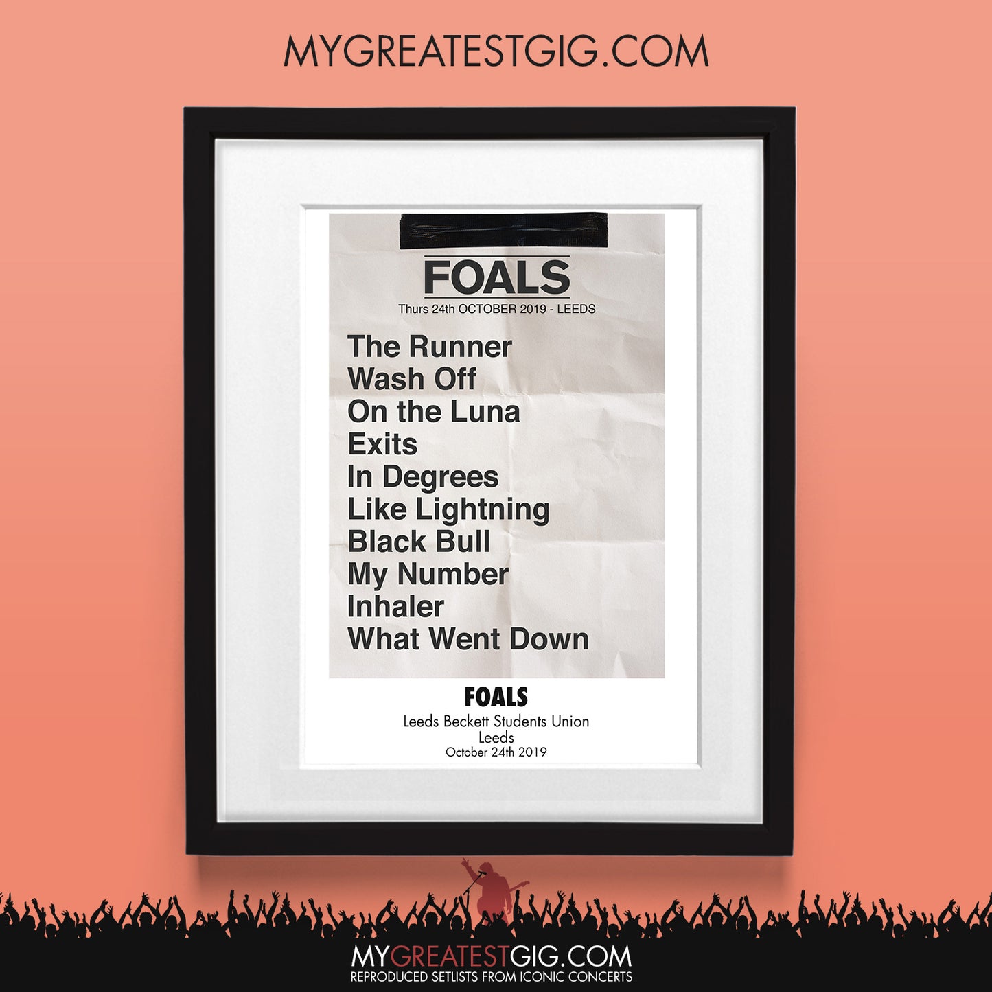 Foals - Leeds - Oct 24th 2019 Recreated Set List Poster
