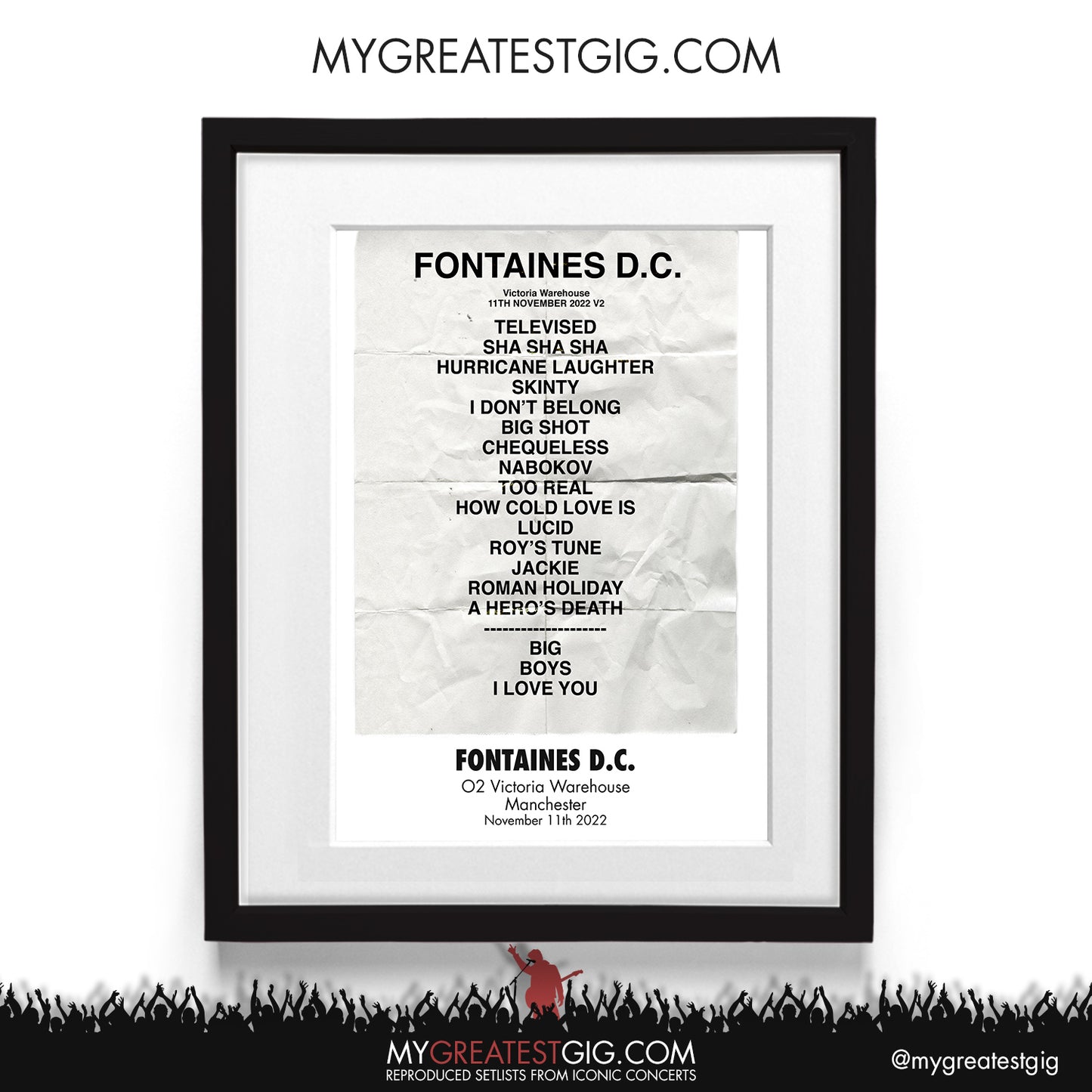 Fontaines D.C. - Manchester - Nov 11th 2022 Recreated Setlist Poster