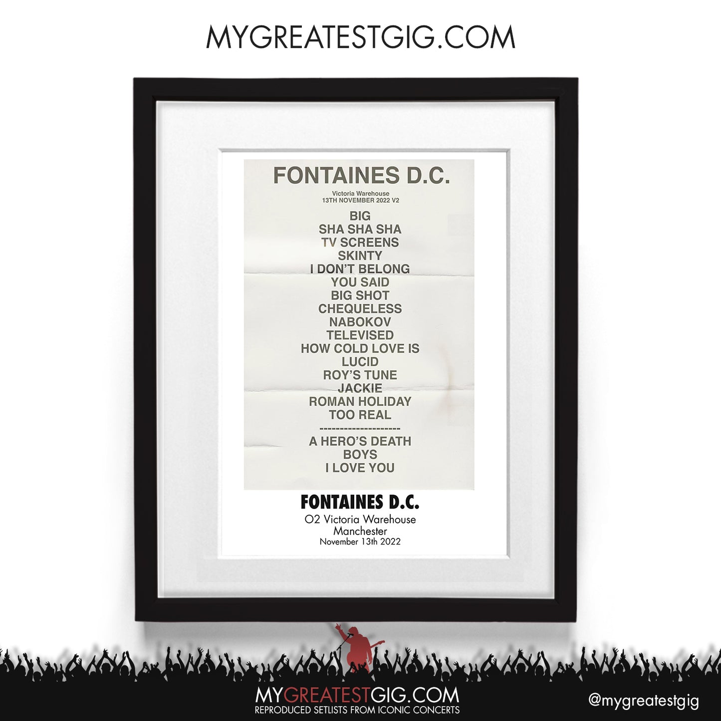 Fontaines D.C. - Manchester - Nov 13th 2022 Recreated Setlist Poster