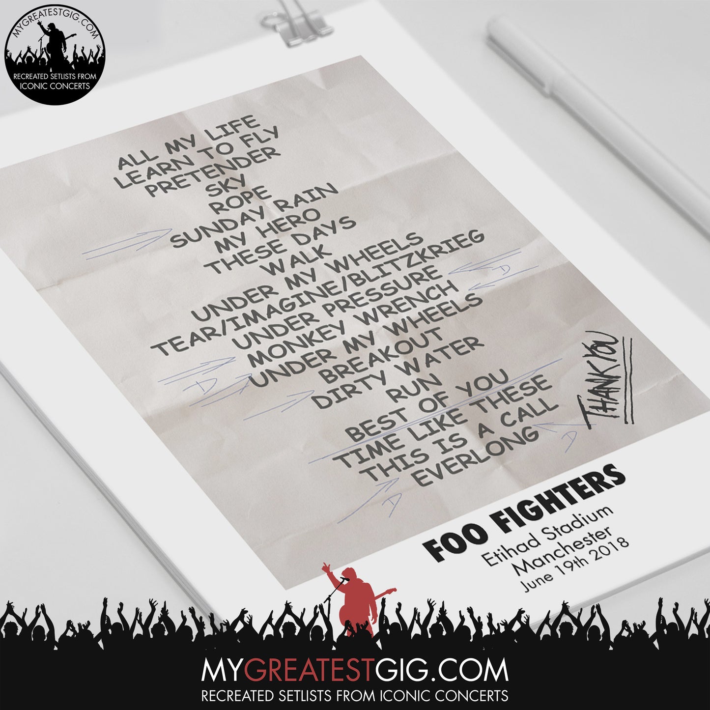 Foo Fighters - Manchester - Jun 19th 2018 Recreated Set List Poster