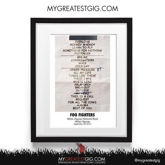 Foo Fighters - Milton Keynes - September 5th 2015 Recreated Setlist Poster