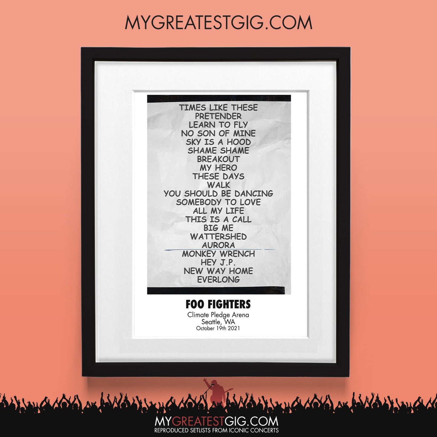 Foo Fighters - Seattle - Oct 19th 2021 Recreated Set List Poster