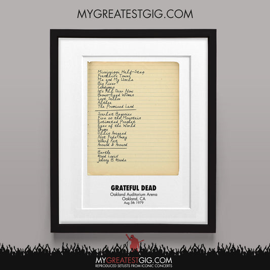 Grateful Dead - Oakland - Aug 5th 1979 Recreated Set List Poster