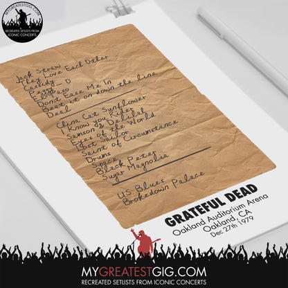 Grateful Dead - Oakland - Dec 27th 1979 Recreated Set List Poster