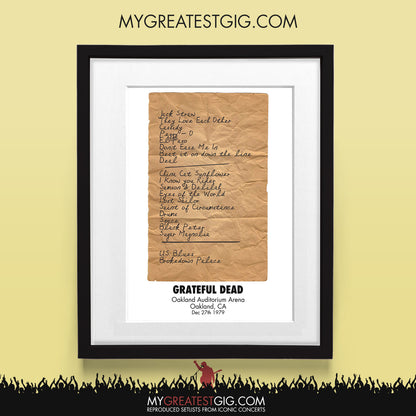 Grateful Dead - Oakland - Dec 27th 1979 Recreated Set List Poster
