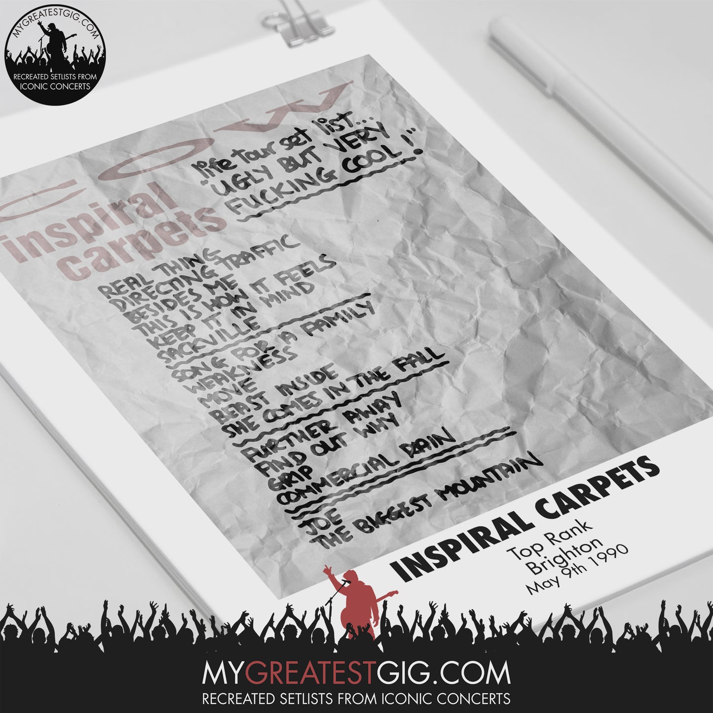 Inspiral Carpets - London - May 9th 1990 Recreated Set List Poster