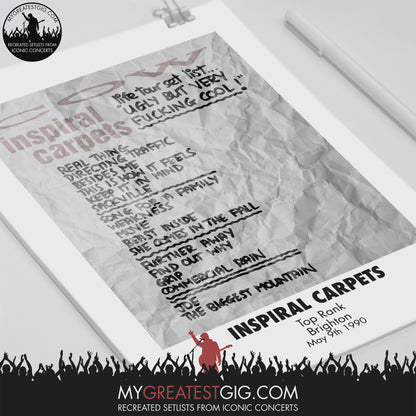 Inspiral Carpets - London - May 9th 1990 Recreated Set List Poster