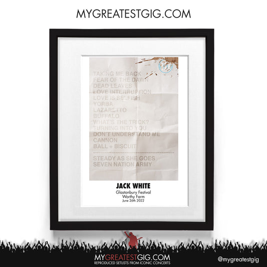 Jack White - Glastonbury Festival - Jun 26th 2022 Recreated Setlist Poster