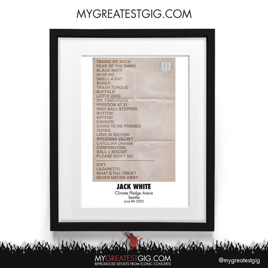 Jack White - Seattle - Jun 8th 2022 Recreated Setlist Poster